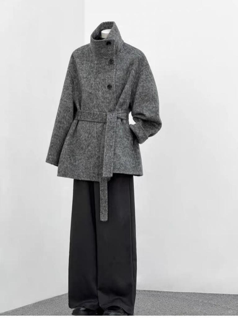 2025 Stand Collar Double-Sided Cashmere Wool Women's Mid-Length Petite Slimming Coat