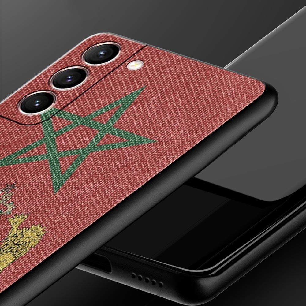 Bandiera Marocchina Maroc Marocco Custodia per Telefono Passaporto Per Samsung Galaxy S26 Ultra S25 Plus S24 FE S23 S22 5G S21 S20 Cover Nera Morbida