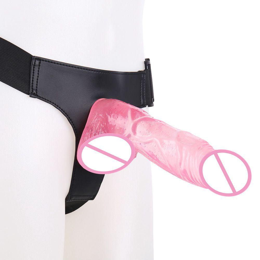 Triángulo con conjunto de pene grande, lindo y simulado, con pantalones de cuero para pene, productos divertidos para mujer