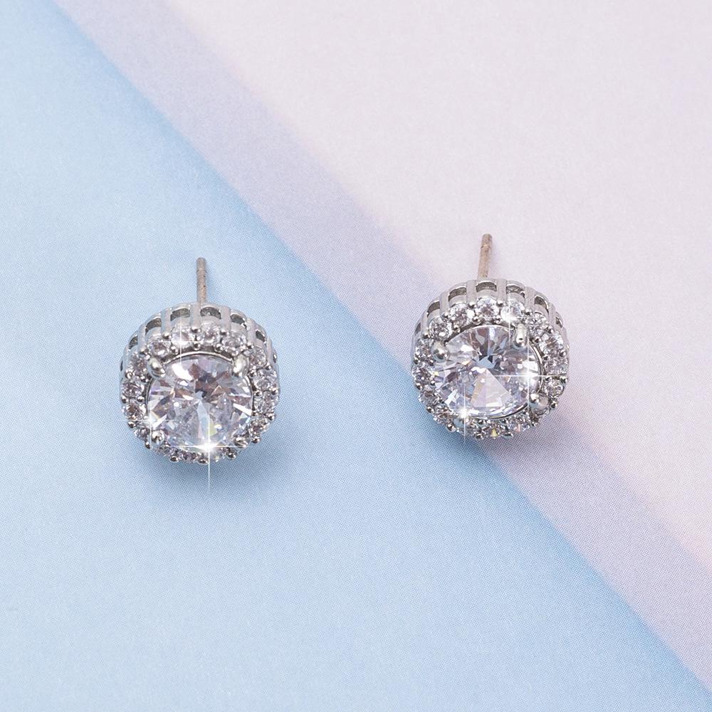 Korean Style Geometric Zircon Stud Earrings for Weddings and Parties