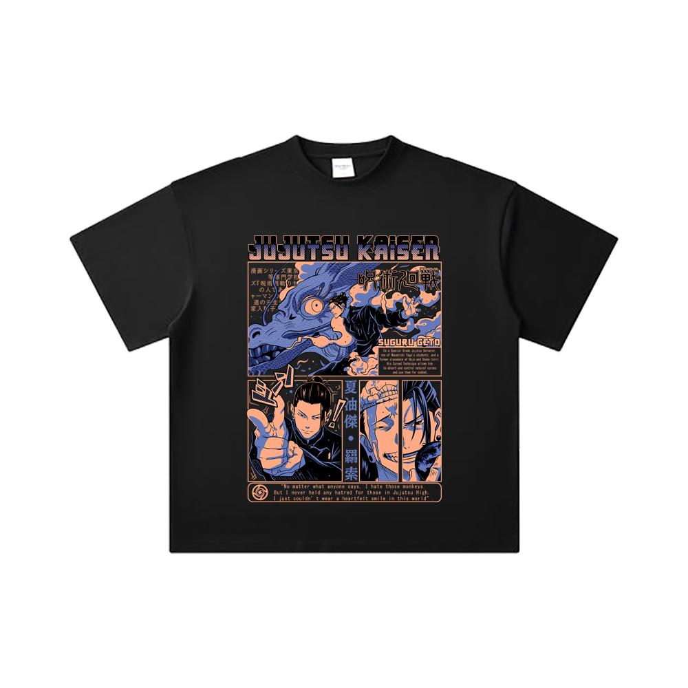260 GSM Double Yarn 32 Count 100% Cotton Jujutsu Kaisen V13 Geto Print Unisex Heavy Cotton T Shirt