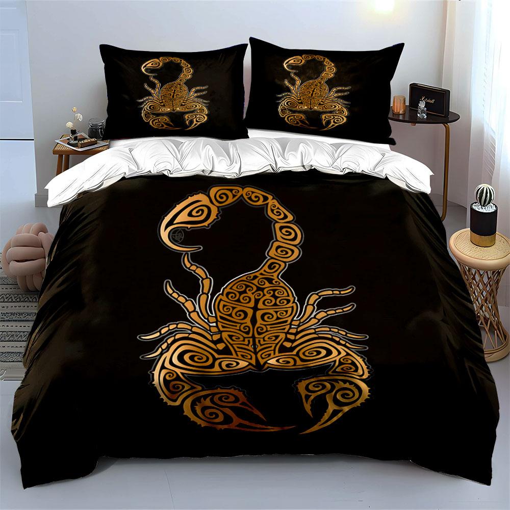 Scorpion Pattern 3-Piece Set Multiple Sizes Kid'S And Adults' Bedroom Exquisite 3Pc Bedding Set, Gift