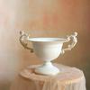 New Retro White Iron Flower Ware French Wedding Banquet Table Decoration Vase Golden Angel Handle Flower Arrangement FlowerPot
