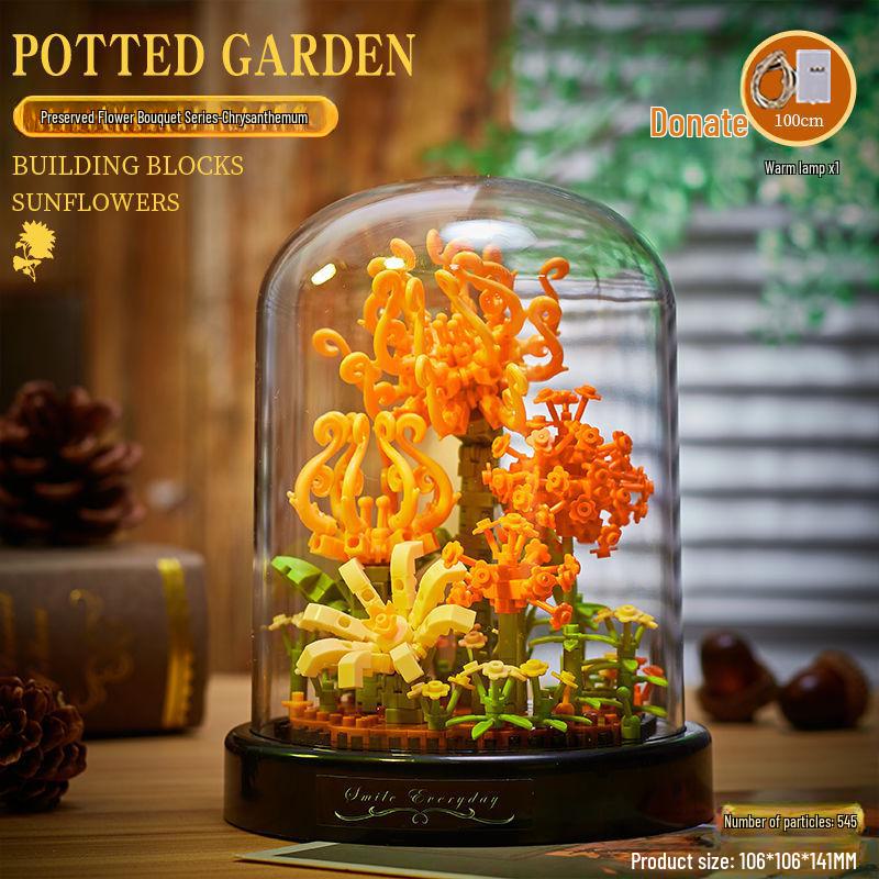 Belledi Eternal Flower Building Blocks: Handmade Educational Toy Bouquet for Valentine's Day Gift