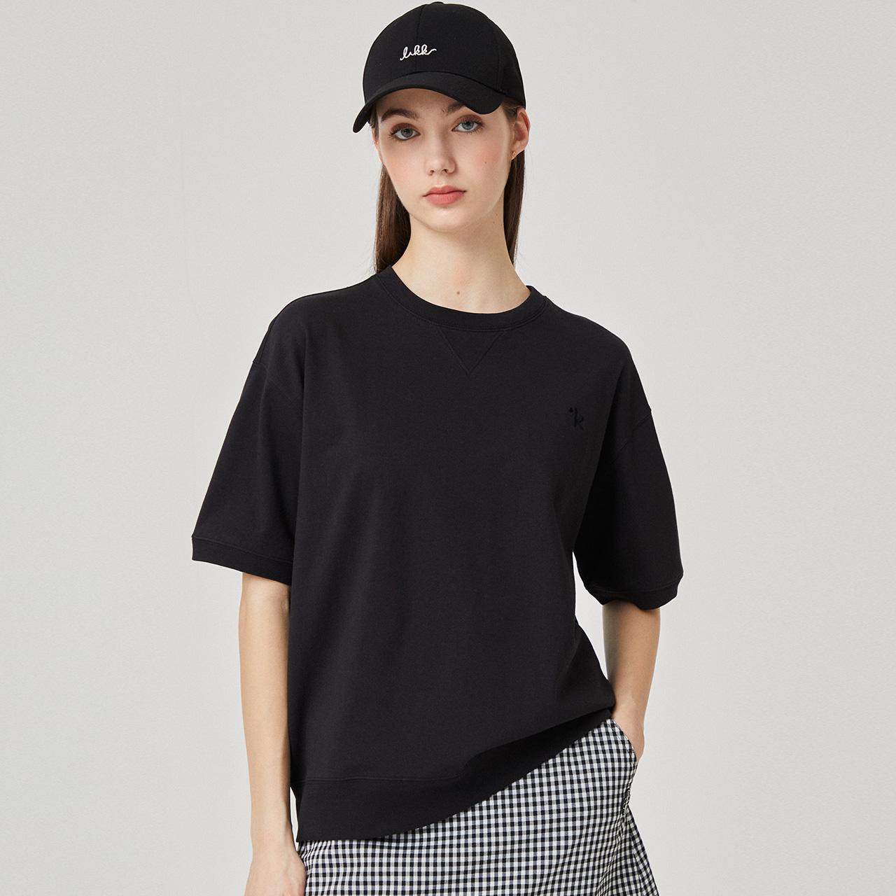 Rick Volume Embroidery Point Short Sleeve T-Shirt (Black)_L4B1-Ts07C Note/Xs
