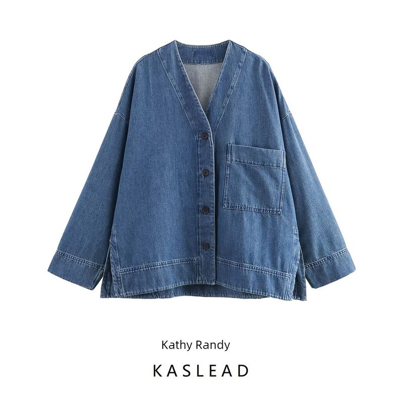 Kaslead New Arrival Women's Fashion Style Fashion Casual Minimalist Drop Shoulder Denim Shirt 1254868001