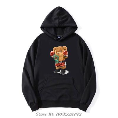 New 90's Boxing Bear Oversized Hoodie Clothing Men Hoody Harajuku Graphic Clothing Girl Tops Fashion Cotton Pullover Sweatshirt