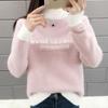 Navava Mock Neck Warm LeTTering Color Block Angora Long Sleeve KniT T shirT Nk  