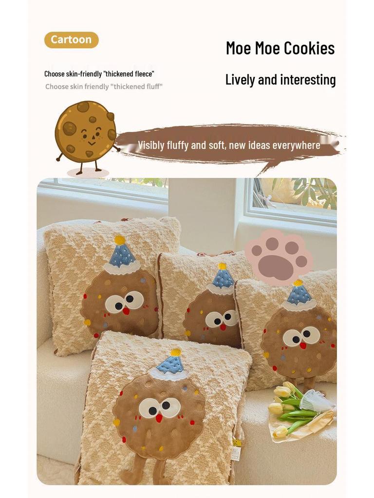 Winter Cartoon Kissen & Decke Kombi: Niedlich, Verdickt, Doppelte Verwendung für Auto oder Zuhause