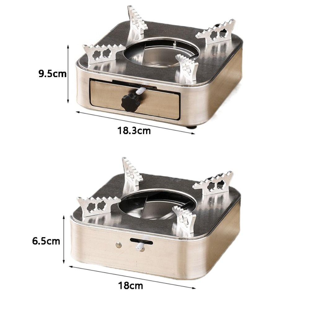 Ultralight Burner Stove Square Camping Furnace Cooker Tool Stainless Steel Alcohol Stove  Trip