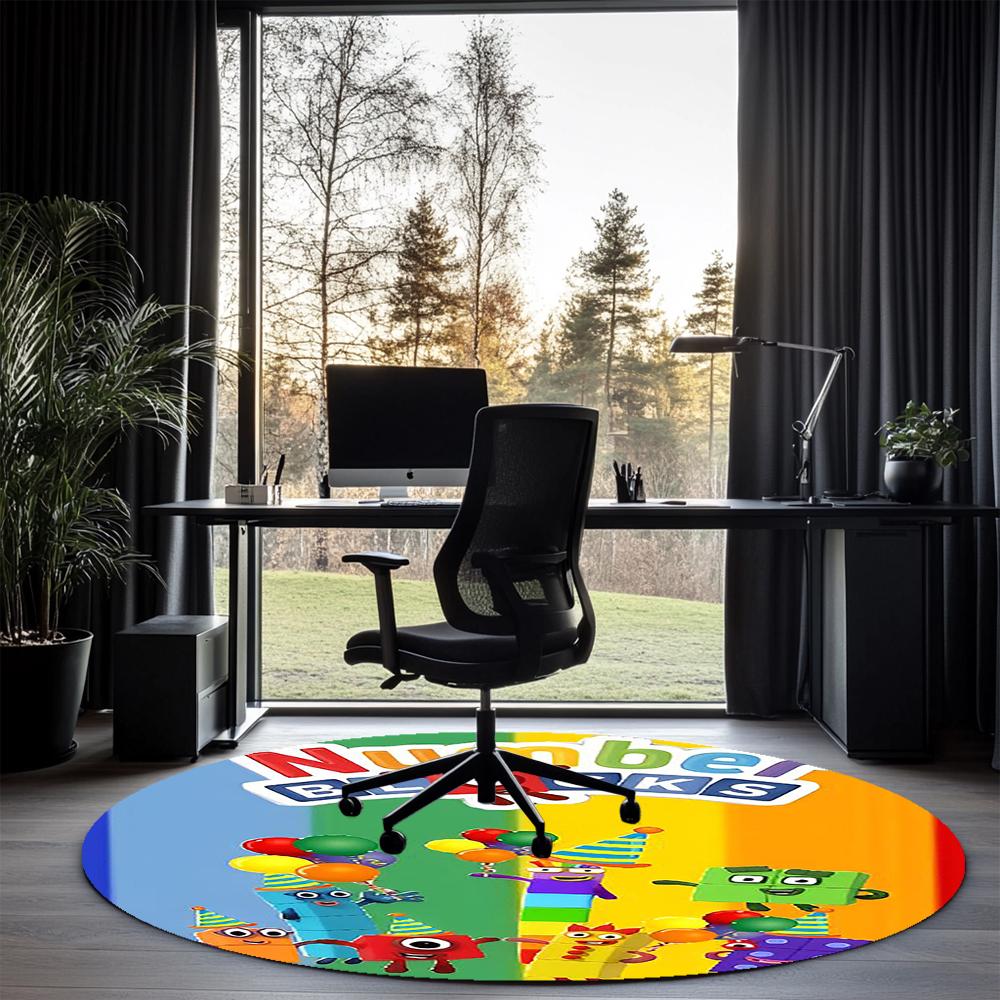 Numberblocks Printed Round Rug Carpet Chair Rug Area Rug Entryway Doormats,for Office Chair Living Room Bedroom Kitchen Room.
