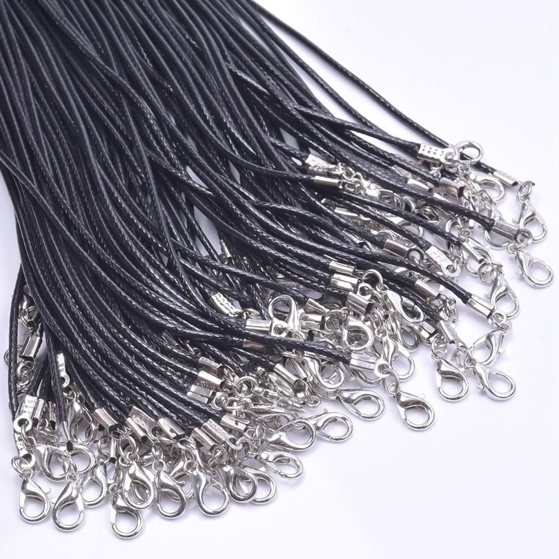 102030 Stück DIY Lederkordel für Anhänger 50 cm lang Halskettenseil Schwarze Farbe Geflochten Damen Herren Choker Verstellbar Hummerverschluss