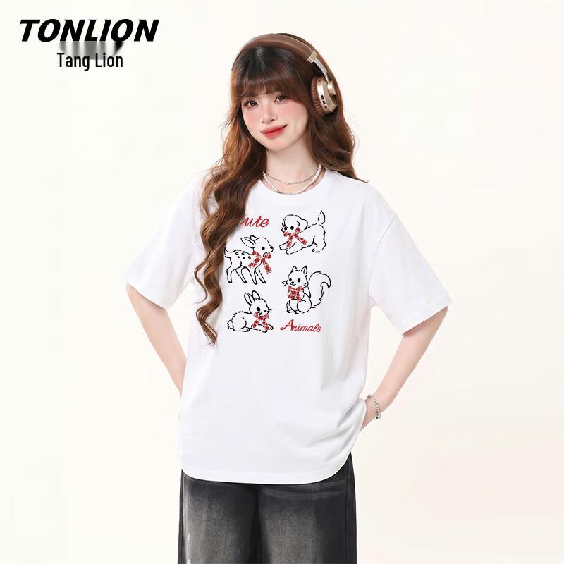 TonLion Women s Colorful Puppy Print T-Shirt M