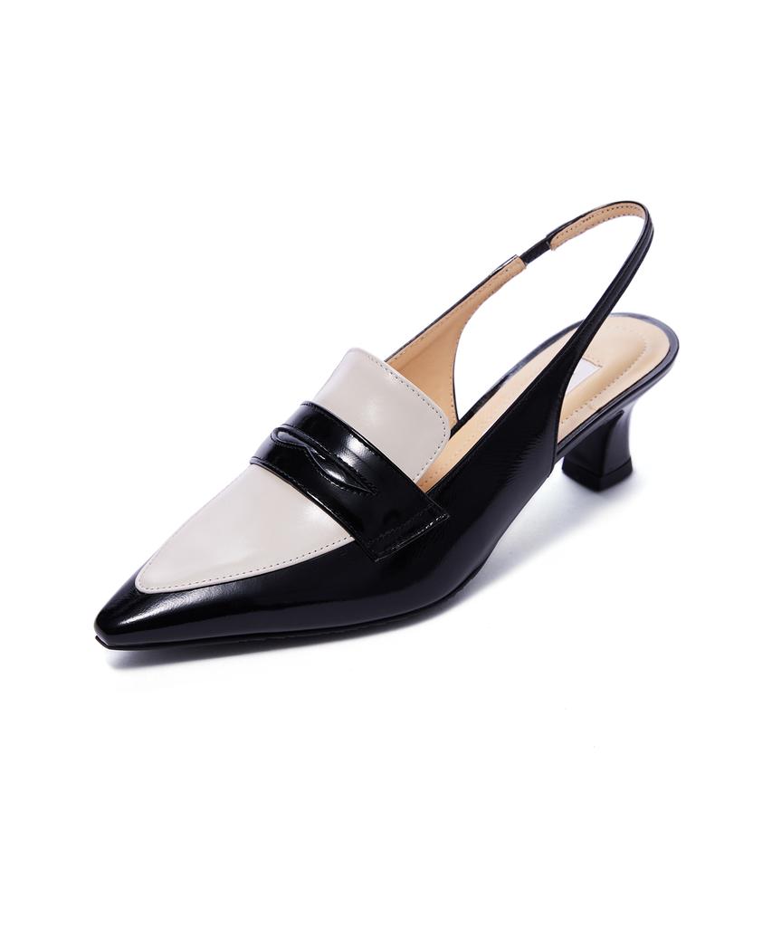 Briana Two-Tone Combination Slingback [Black + Cream]