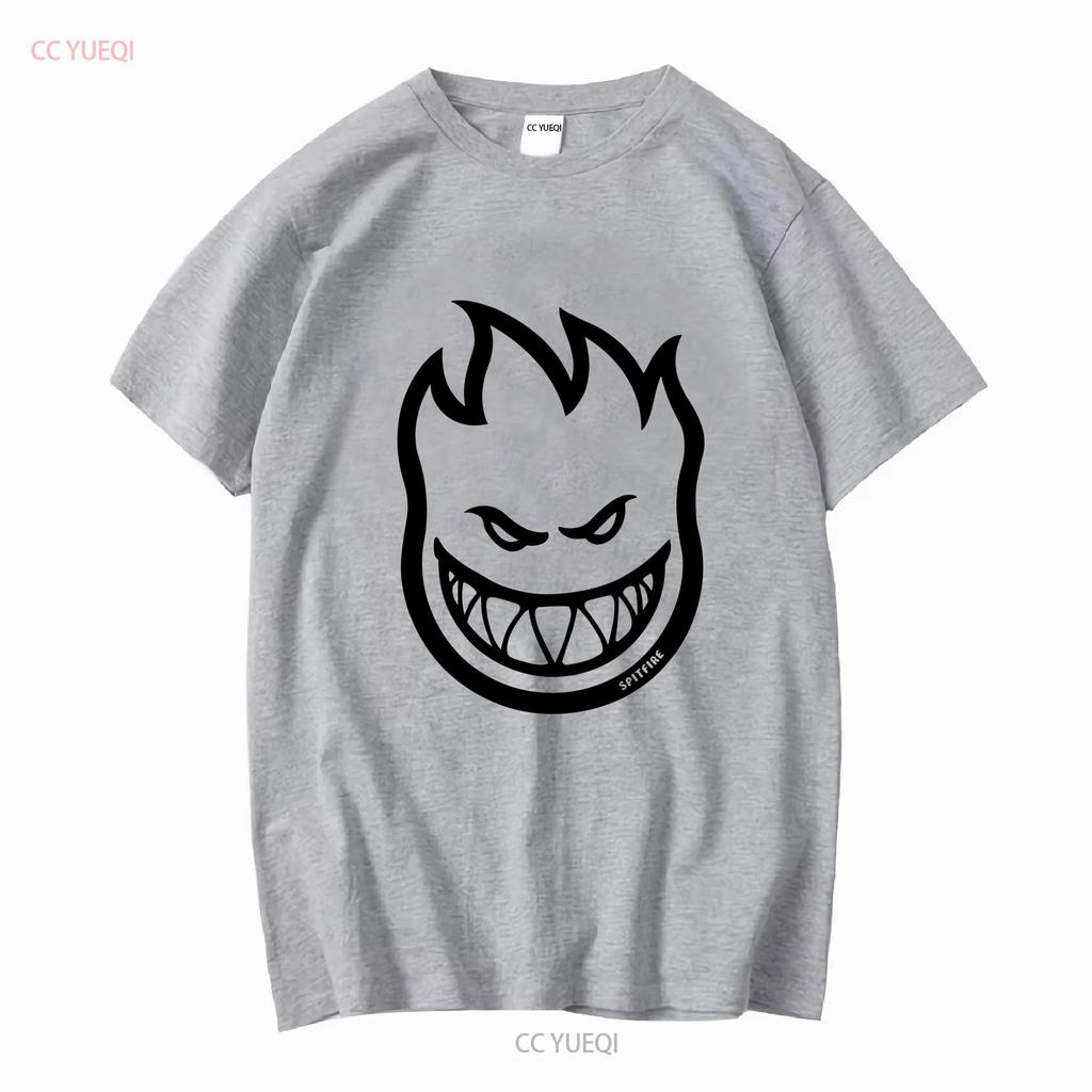 Spitfire Wheels BIGHEAD LOGO Skateboard T Shirt CHARCOAL BLACK Vintage Washed Fashion Graphic Versatile Comfortable Casual