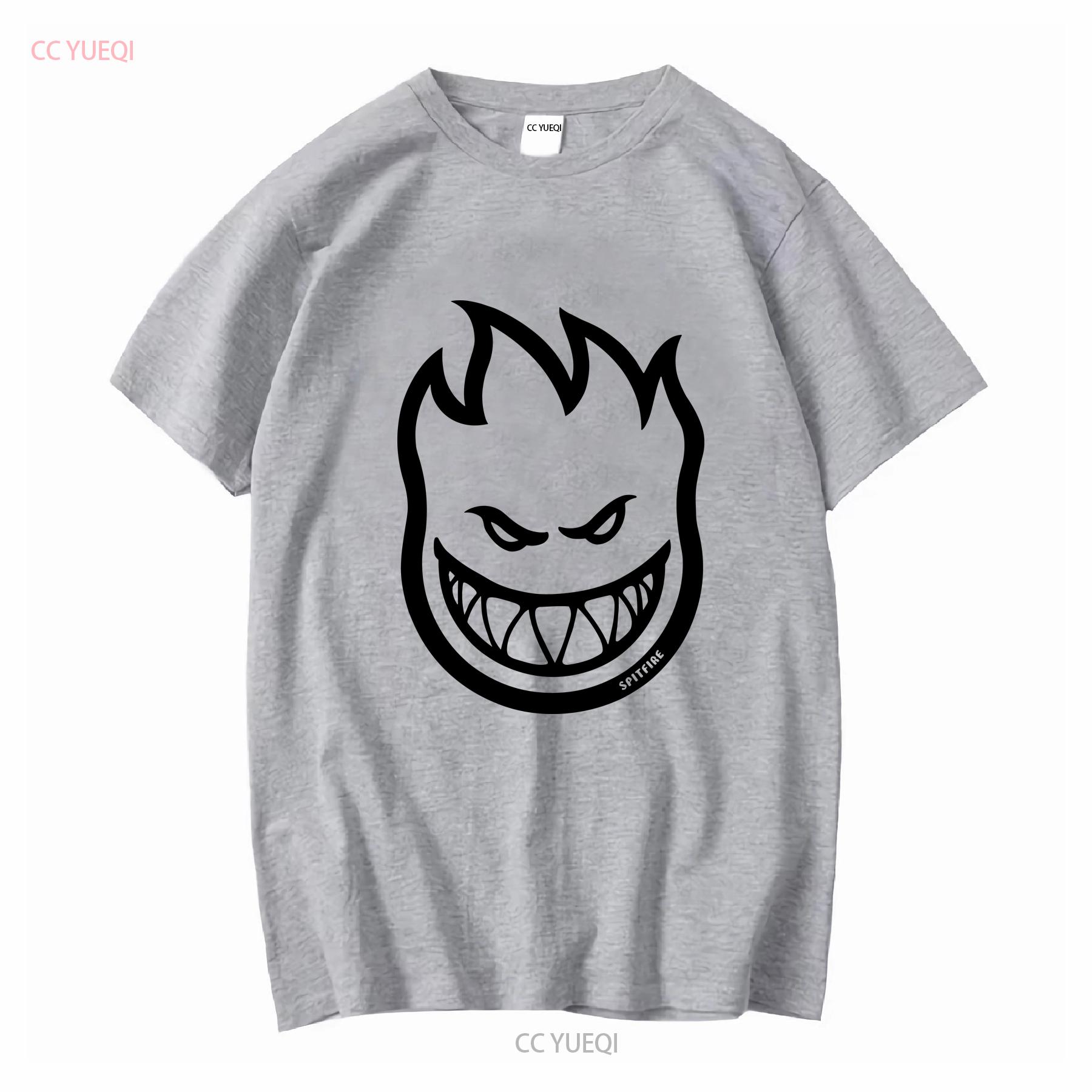 GUOYAN TOP Spitfire Wheels BIGHEAD LOGO Skateboard T-shirt CHARCOAL ZWART vintage Gewassen mode grafisch Veelzijdig Comfortabel Casual 2XL