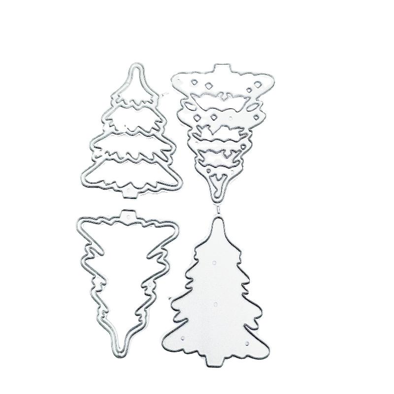 1/2/4Pcs Paper Album Knife Embossing Decor Christmas Trees Diy Metal Cutting Dies Stencil Scrapbooking Card Stamp Craft Mould