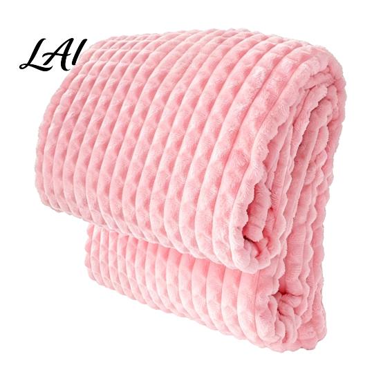Skin Friendly Bed Throw Waffle Textured Fleece Blanket Solid Color Milk Flannel Grid Cut High Density Brushed Velvet Blanket Plush Soft Warm Cozy for