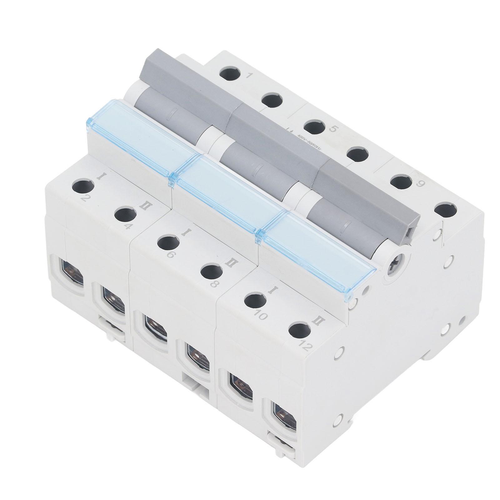 

400VAC Dual Power Manual Transfer Switch 35mm DIN Rail Mount Single Side Interlock Circuit Breaker 3P MTS 125A