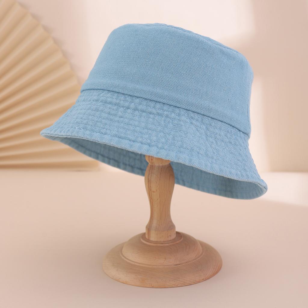 Hong Kong-style simple solid-color washed polished large-brimmed fisherman's hat, casual and versatile flat-topped basin hat