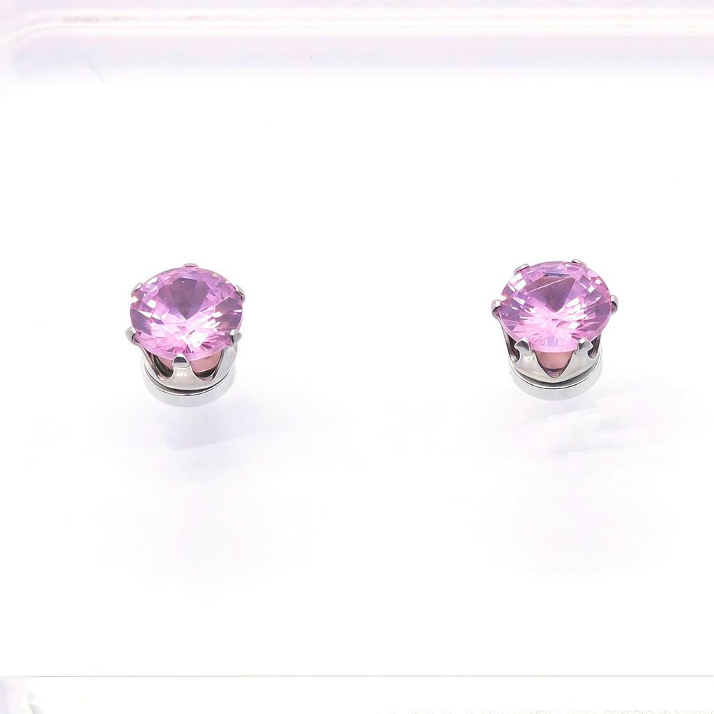 Stainless Steel Zirconia Magnetic Ear Clip - No Piercing Needed, Sparkly Hole-Free Stud for Girls