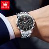 OLEVS 3653 Brand Moon Phase Calendar Men Watch Waterproof Quartz Watch for Male Stainless steel Business Chronograph Wristwatch