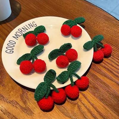 Rote Kirsche Haar Clip Nette Gestrickte Haarnadel Seite Clip Kind Headwear Haar Zubehör