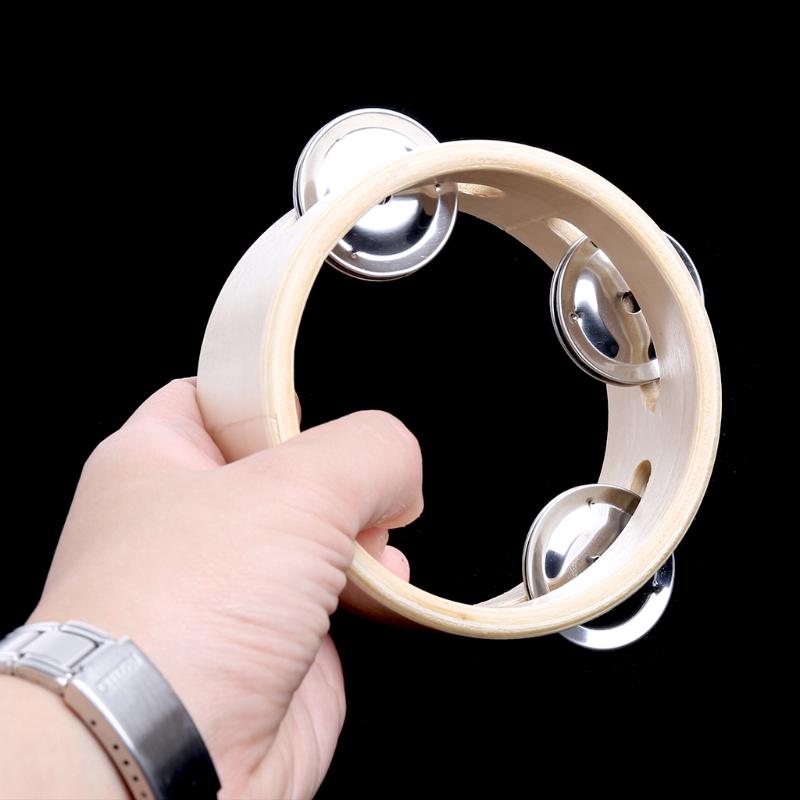 Cheap Wood Tambourine Single Row Tambourines Bells Hand Held Musical Toy kid Joom