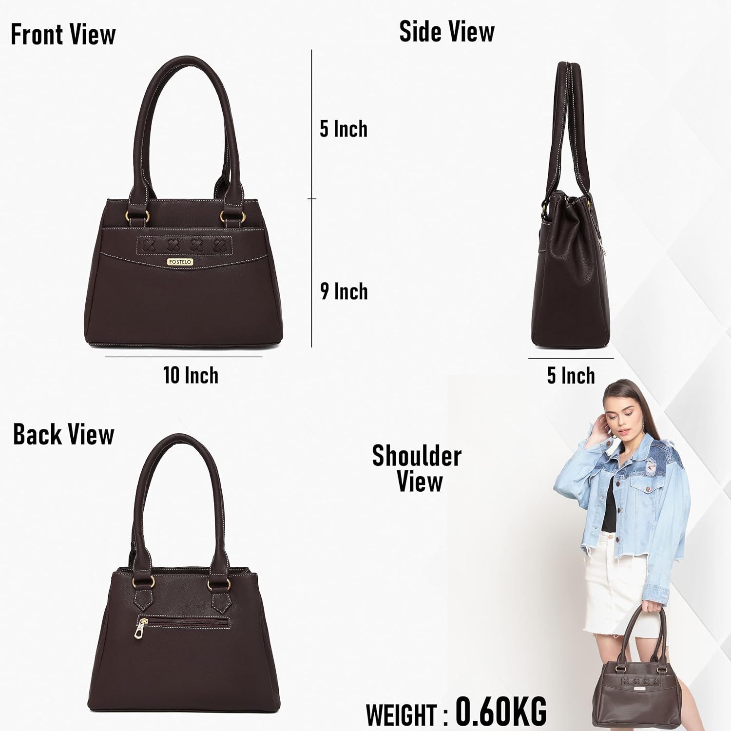 Женская сумка из искусственной кожи со стороны океана (большой) 10 x 9 x 5 in коричневый — фото 14