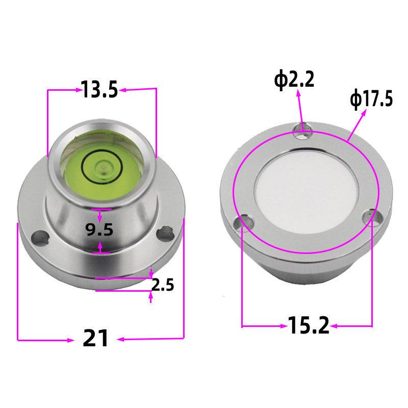 HACCURY Round Metal Spirit Level with Base Mounting Holes