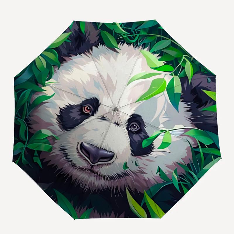 

1pc Panda Pattern Automatic Folding Umbrella - Compact 8-Rib Design, Durable Plastic & Iron, Lightweight for Outdoor Daily Use170