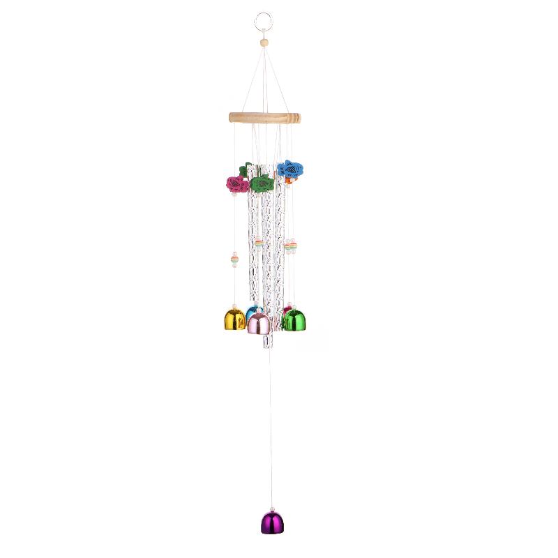 

Colorful Metal Wind Chimes Wooden Top Hanging Decor With Flower Beads Wind Chime For Home Garden Patio Terrace Decor Wind Chimes A1