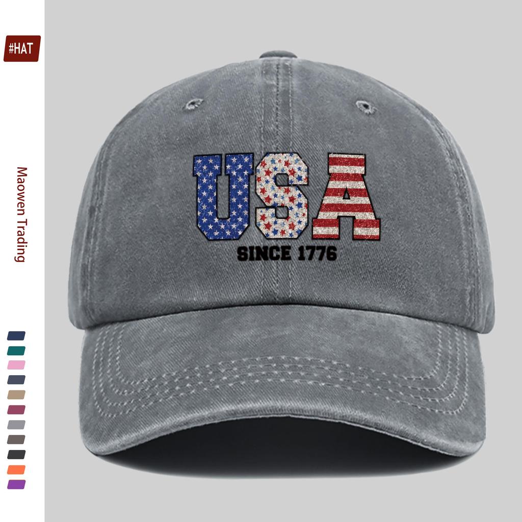 pc American  Years of Freedom  Star Pattern Print Baseball Cap Fashion Patriotic WomenS Daily Wear Design Sun Hat Comfo