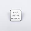 Creative White Geometric Metal Brooch with English Quotes - Versatile Decoration Badge