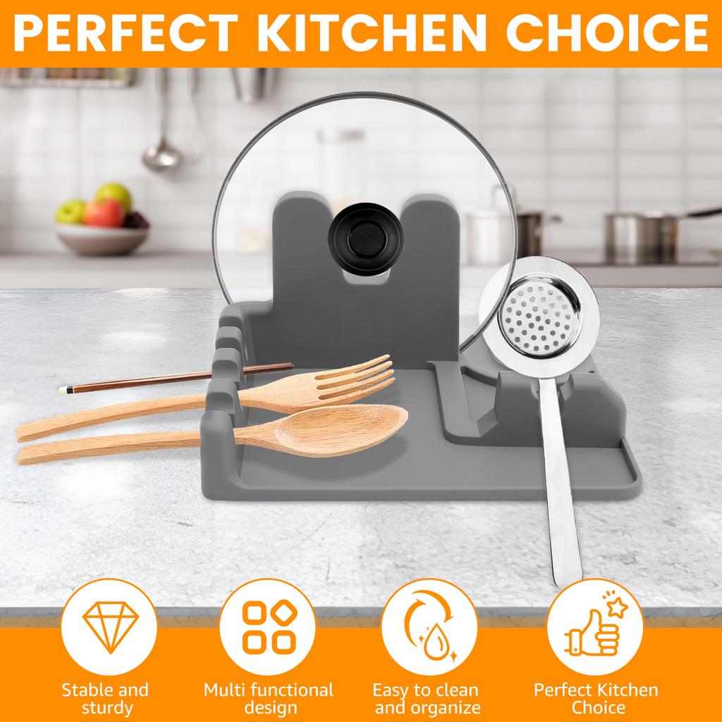 Silicone Kitchen Tool Holder Versatile Easy to Clean Utensil and Pot Lid Holder Non-Slip Storage Pad Tableware Drying Rack