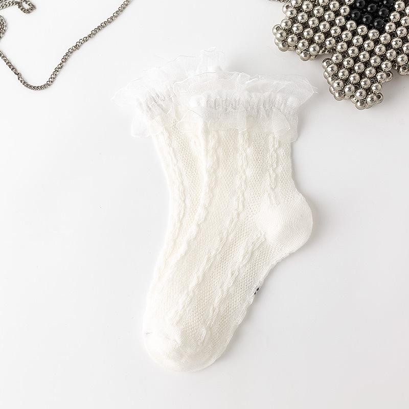 Dziewczęce skarpetki z falbankami, koronkowe, skarpetki JK Calf dla dzieci, słodkie, księżniczki, falbany, białe, czarne, kolorowe skarpetki dla dzieci, wiosna, lato