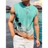 Funny Coconut Tree Pattern Tank Tops For Men Colorful Gradient Plants 3D Printed Tees Summer Casual Loose Street O-Neck Vest Top