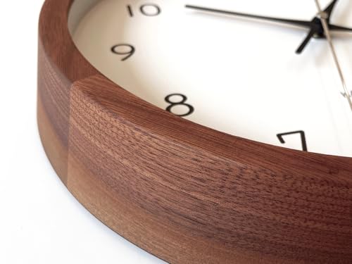 KATOMOKU muku zegar 13 Orzech km-104WARC Zegar Ścienny z Płynącą Sekundą, Średnica 30,6 cm (Zegar sterowany radiowo)