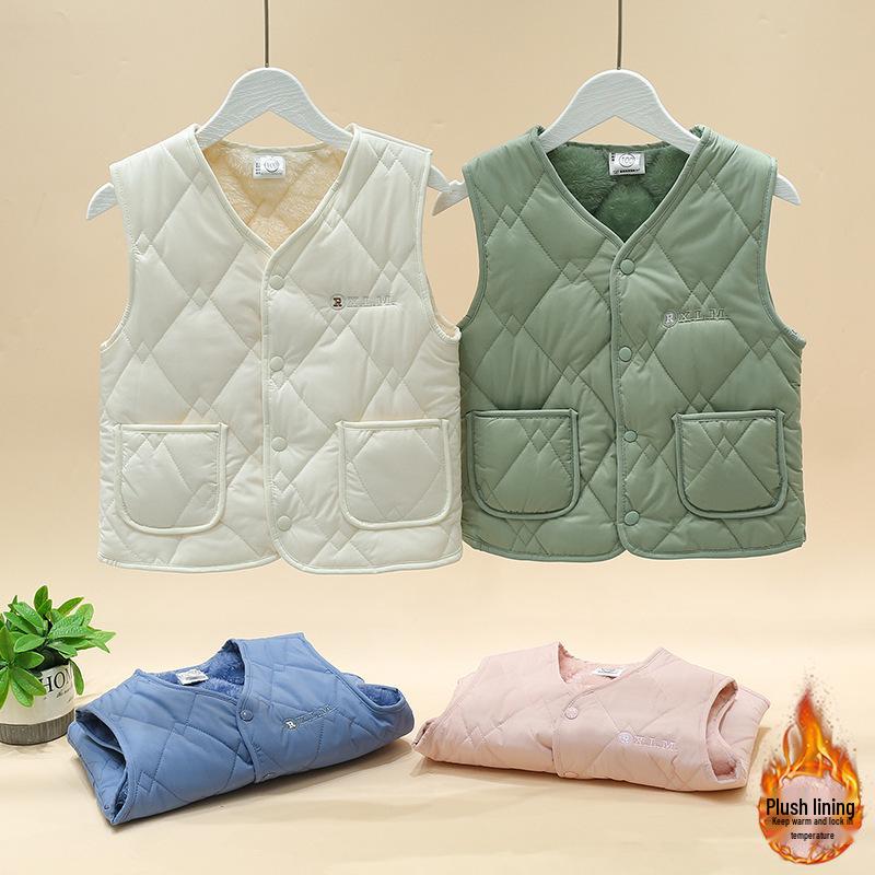 Children's Fleece-Lined Winter Vest: Warm & Thickened for Boys and Girls, Infant Class A