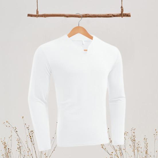 Autumn Spring Men Sport Top Slim Fit V Neck Pullover Stretchy Long Sleeves Pure Color Mid Length Fitness Exercise Daily Wear Shirt