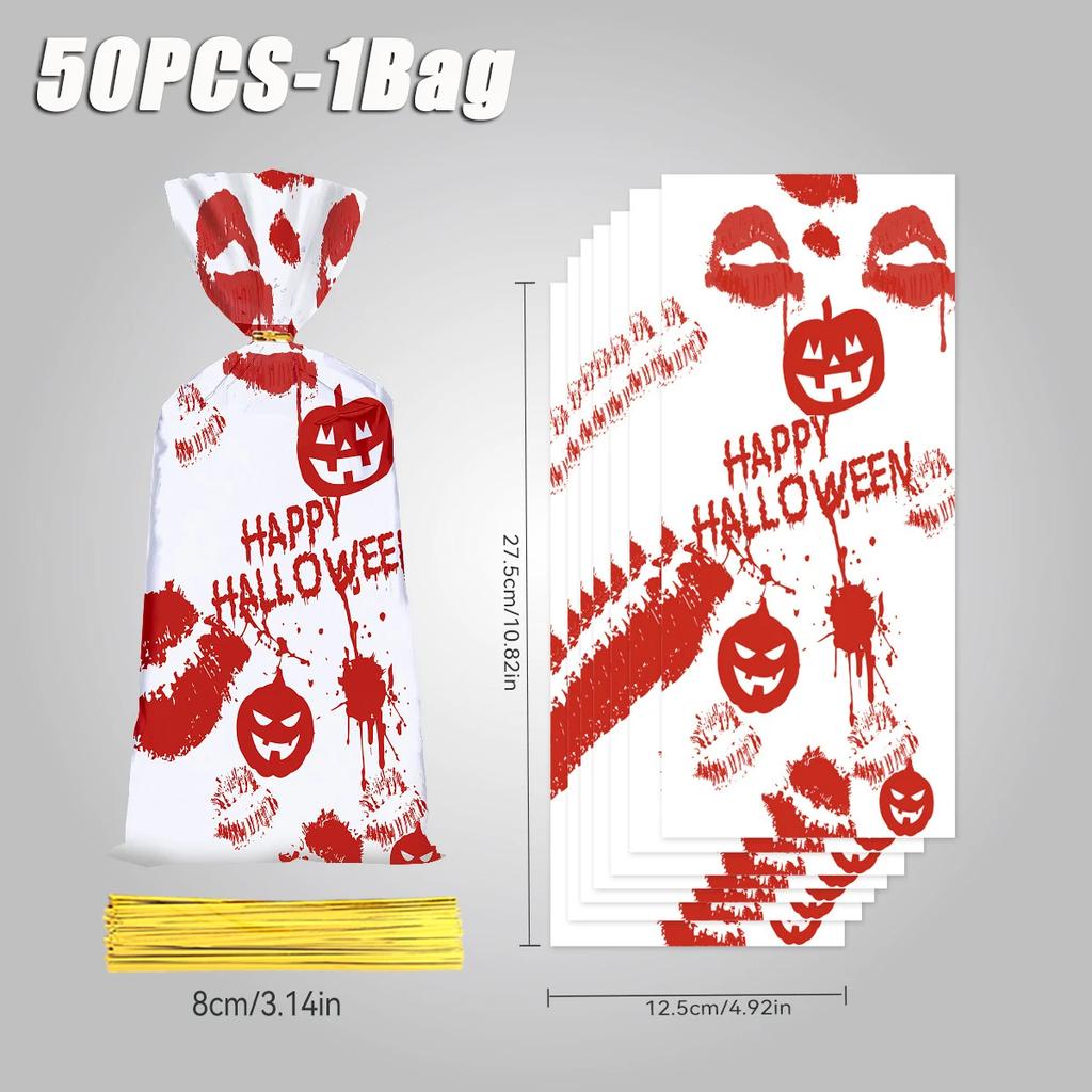 Festive Halloween Candy Bags Reusable Spooky Themed Treat Bags for Kids Party Cookie Snack Packaging Decorative Party Supplies