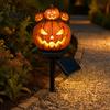 Outdoor Halloween Decorations Solar Pumpkin Garden Stake Light, Waterproof Resin LED Weather Resistant Lighting Lantern, Spooky Yard for Patio