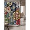 Dww-180 X 200cm Shower Curtain with 12 Hooks, Quick Drying (Flowers), Waterproof Polyester Fabric, Machine Washable, Bathroom Curtains