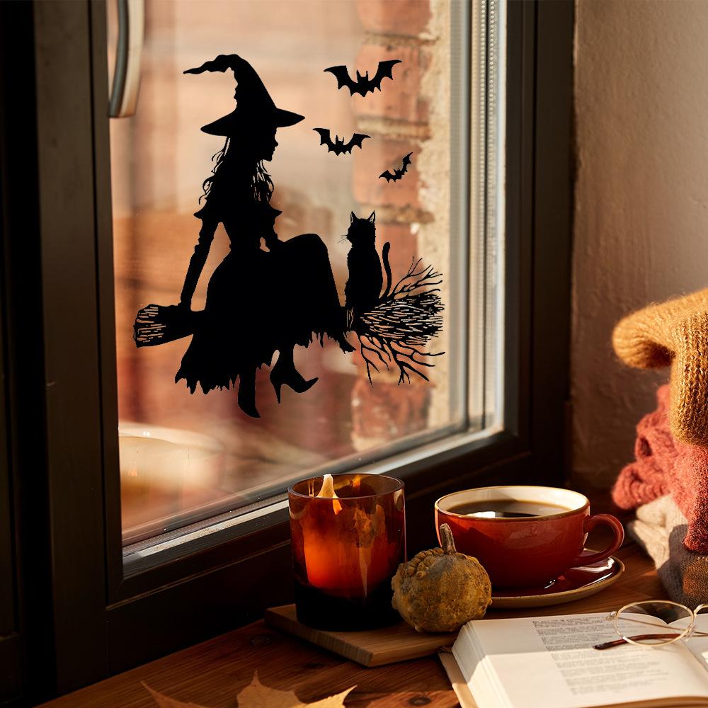 

Halloween Witch Bat Glass Window Home Beautification Decoration Static Window Stickers
