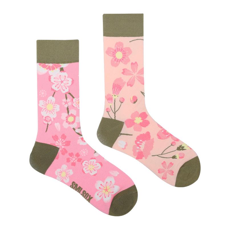 1Pair Man Women Socks Original AB Tide Socks Medium High Tube Colorful Socks Flowers Fruits Candy Cake Cotton Socks Unisex Socks