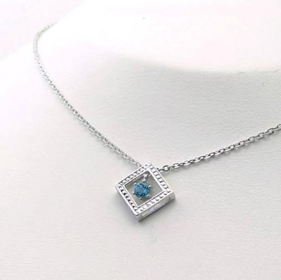[Your and My Jewelry Box] Natural Blue Topaz Pendant with Dangle Design [November Birthstone] N0073 [Jewelry]