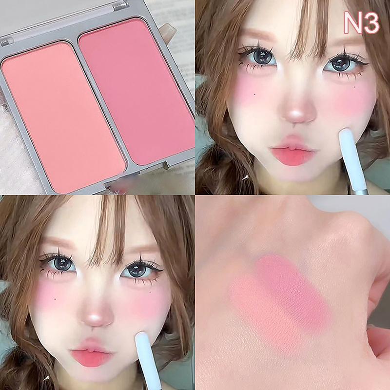 

Румяна для девушек Красные Макияж Нюдовый макияж Натуральный Матовый Чай с молоком Оранжевый Стойкая помада 2-цветные румяна Тарелка для макияжа as the picture