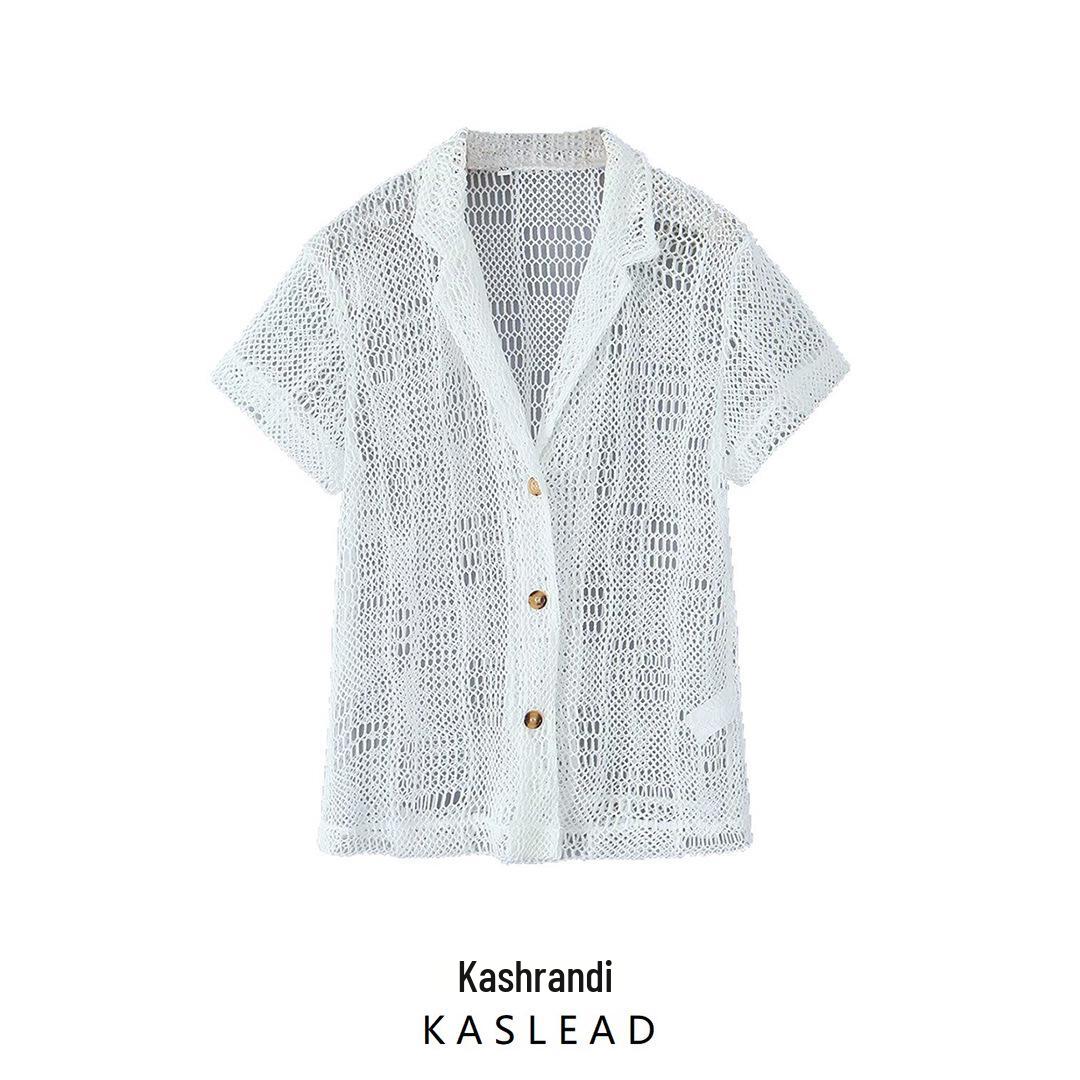 

2025 Spring Women s European & American Style Casual Beach Cover-up Shirt L белый