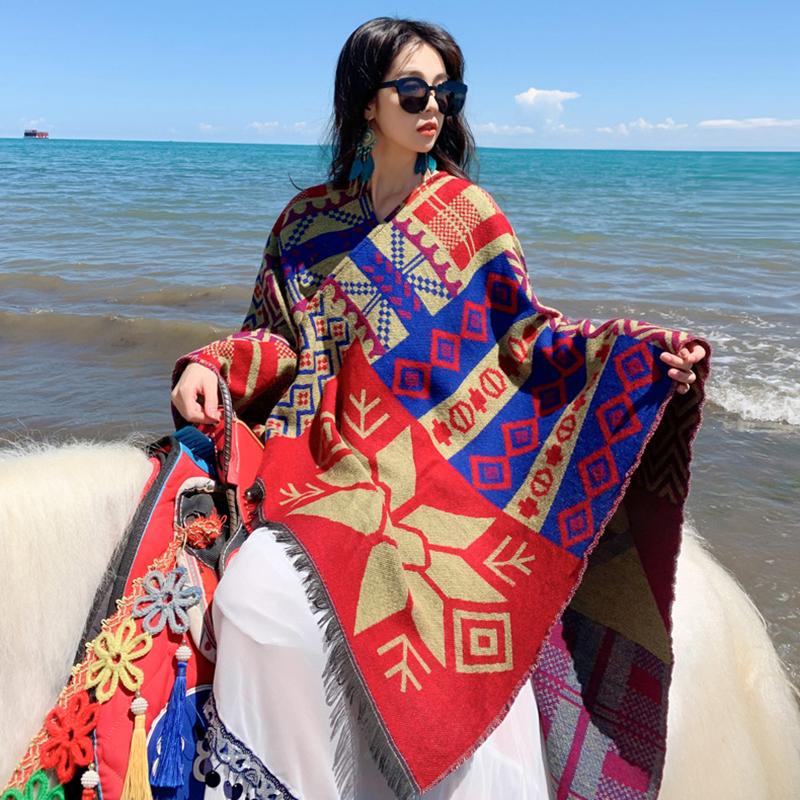 Women Shawl Wraps MODERN NEW SAGA Wool Scarf Knitted Cardigan Wool Stoles Autumn Winter Female Shawls Knit Tippet