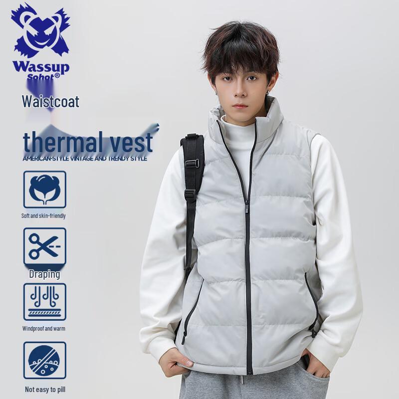 

Wassup Sohot Мужской стеганый жилет со стойкой 2XL